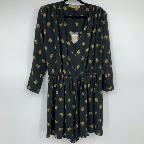 Maison Olga Womens Large Romper Dark Moody Cottage Fairy Whimsigoth Floral NEW - Picture 1 of 7